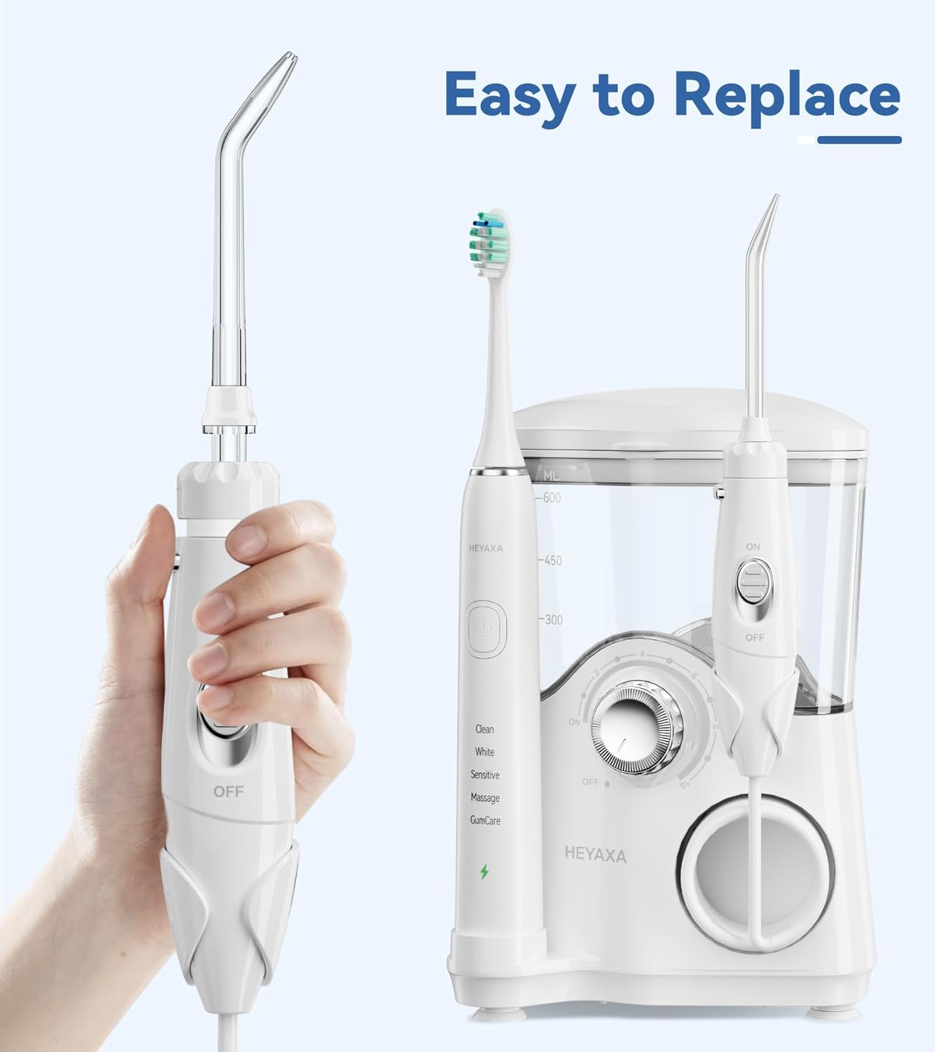 Water Flosser & Ultrasonic Electric Toothbrush Combo 2411WF, Water Flosser Replacement Tips, 7 Pcs,White