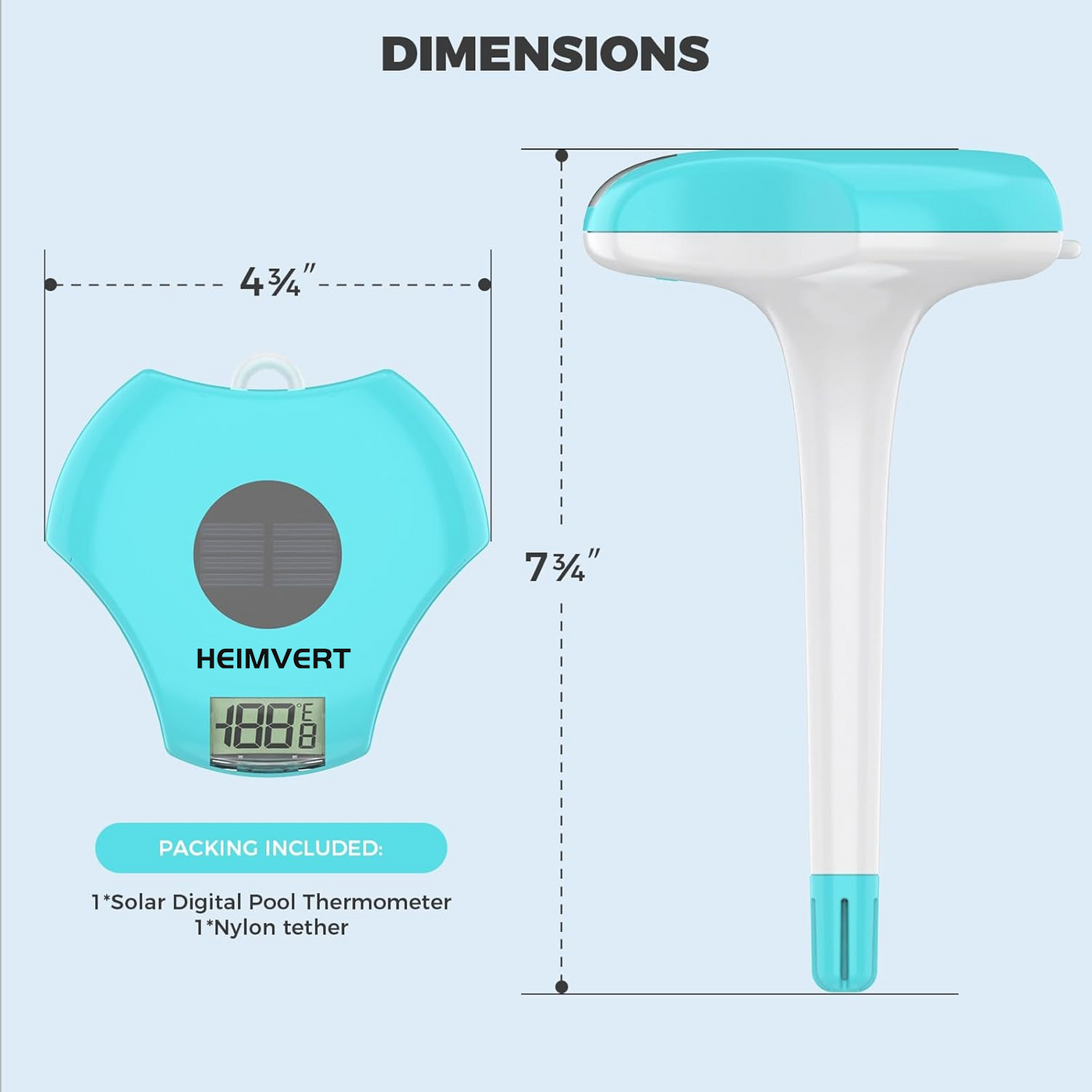 Digital Pool Thermometer IPX8 Waterproof Digital Pool Thermometer for Swimming Pool,Hot Tubs, SPA, Aquarium (Turquoise)