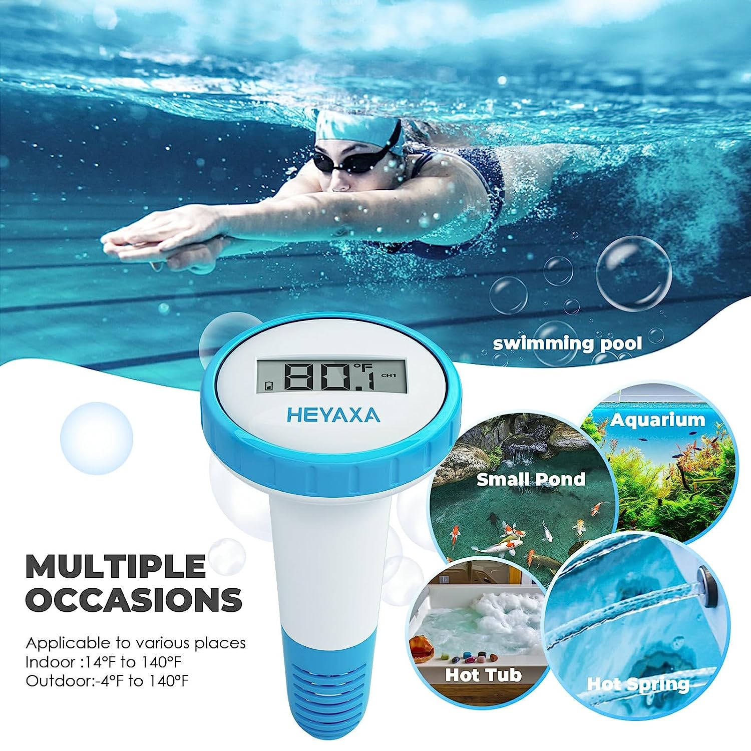 Floating Pool Thermometer Easy Read Indoor Outdoor Mini Water