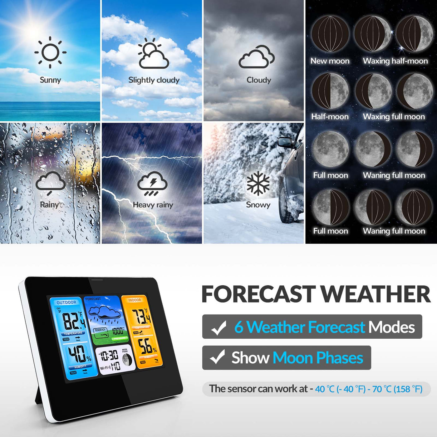  Wi-Fi Color Weather Station forecast weather-Heyaxa