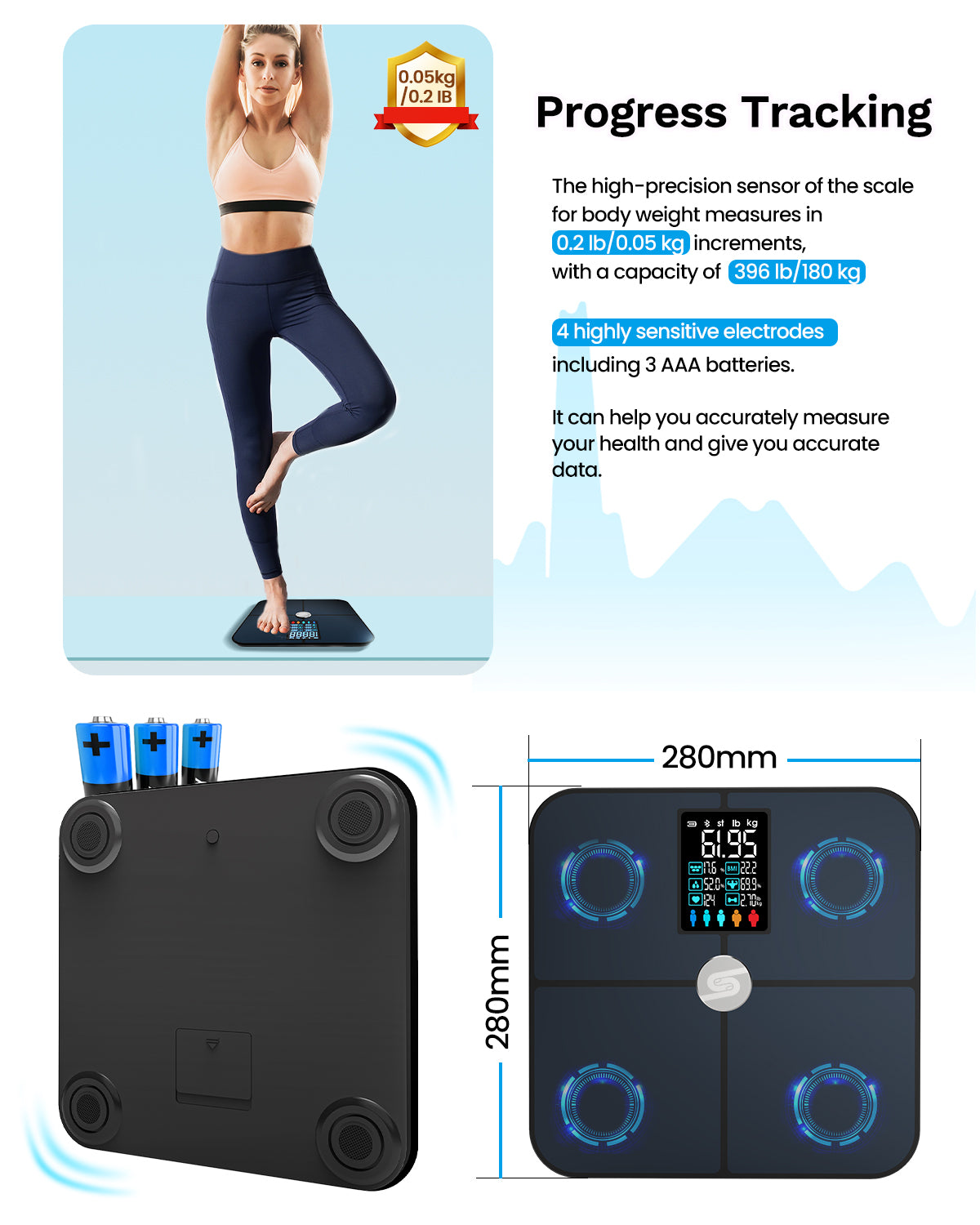 Smart Scales for Body Weight, Bluetooth Body Fat Scale with Most Accurate  ITO Technology, 13 Measurement Weight Scale Smart APP Fit Tracker Scales  for Fitness (ST/LB/KG) 